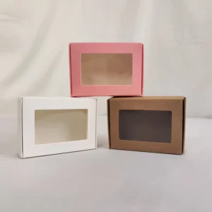Portable Kraft Paper Gift Boxes, Foldable, with Clear Window and Offset Printing for Gift Packaging