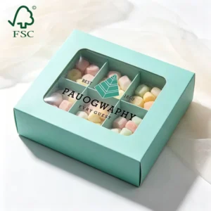 Portable Mini Lightweight Paper Snack Box with Divider and Transparent Windows for Popcorn, Candy, and Roasted Snacks