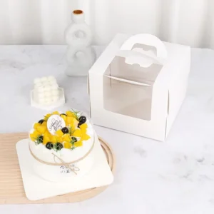 Portable Mousse Cake Box with Bronzing Korean Version Window Birthday Cake Packaging