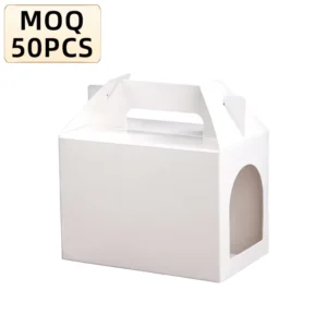 Portable Recycled Paperboard Food Packaging Boxes with Window for Bakery Desserts, Gifts, and Treats