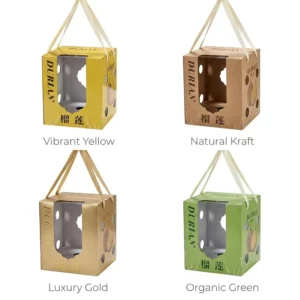 Portable Self-Erecting Paper Gift Box for Durian Fruit Shockproof Embossed Matte Lamination Four-Color Printed