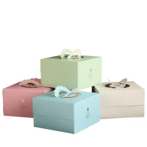 Portable Takeaway Paper Cake Box with Custom Printing and Handle for Birthday Cakes