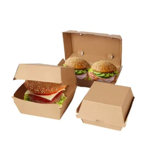 Portable Waterproof Biodegradable Kraft Paper Food Box for Restaurant Use