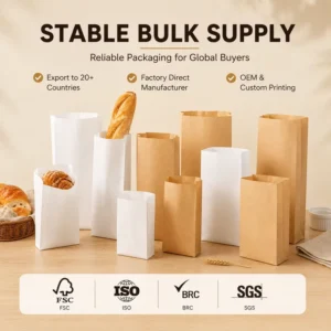 Premium Burger Sandwich Delivery Takeout Extra Universal Reinforced Flat Bottom Self Standing Oil Resistant Paper Bag