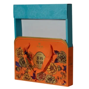 Premium Orange Rigid Drawer Gift Box with Ribbon Handle for Tea Chocolate and Sugar Packaging