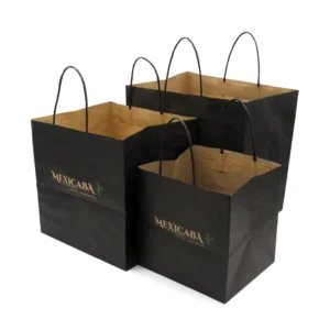 Price Recyclable Fast Food Takeaway Bag Custom Printed Logo Large Shopping Kraft Paper Bags Packaging With Handle