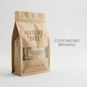 Printed Biodegradable Kraft Paper Flat-Bottom Food Pouch with Transparent Window