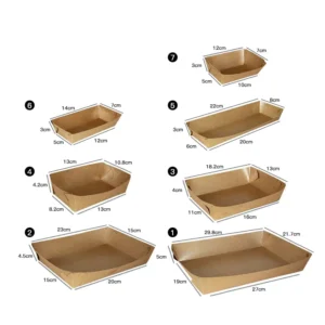 Printed Coated Paper Boat-Shaped Disposable Food Tray for Potato Chips, Glossy or Matte Lamination, UV Coating, Embossed