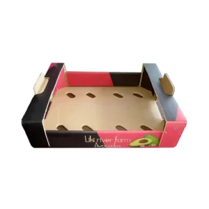 Printed Corrugated Cardboard Display Tray for Fresh Fruit and Vegetable Containers, Stackable for Grocery Stores