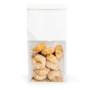 Printed Flat-Bottom Kraft Paper Bag with Window and Tin Tie for Coffee Beans, Desserts, and Grains