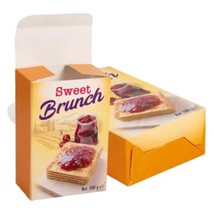 Printed Kraft Folding Cardboard Food Packaging Box for Sweet Brunch, Bread, and Sandwiches