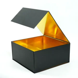 Printed Logo Black Cardboard Folding Magnetic Gift Box