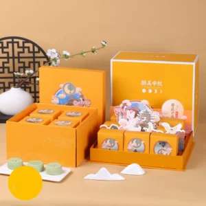 Printed Logo Mooncake Paper Gift Box with Handle