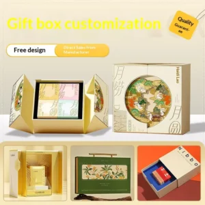 Printed Logo Sushi Gift Box Double-Opening Hinge Flip-Top Square Food Packaging