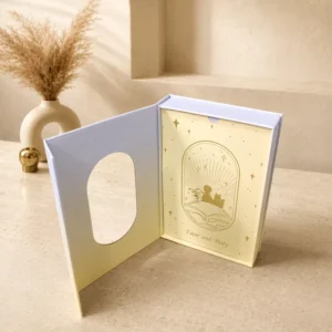 Printed Magnetic Gift Box with Window, Storybook Cartoon Design, Rigid Paper Packaging