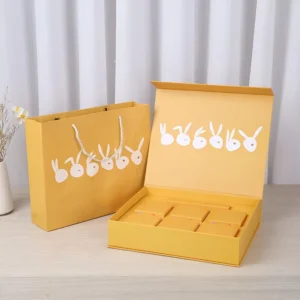 Printed Paper Mooncake Gift Box with Handle, 6-Cake Capacity