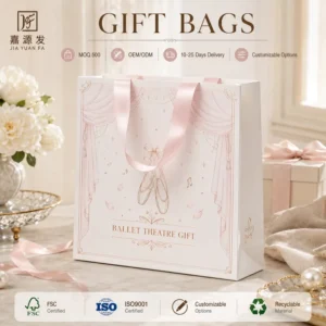 Printed White Card Paper Bag with Cotton Rope Handle for Jewelry Gift Packaging