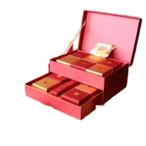 Private Label Foldable Retail Paper Moon Cake Gift Box with Gold Foil Logo