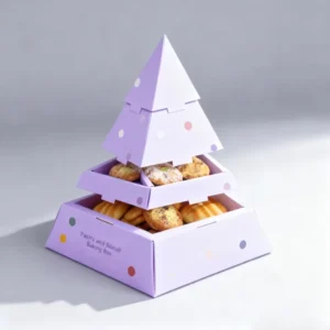 Pyramid Shape Food Grade Pastry Paper Box for Bakery, Doughnuts, Bread, and Cookies