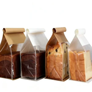 RTS White Kraft Paper Flat Bottom Bag Self Adhesive Closure Clear Window Oil Moisture Proof Food Grade Resealable Custom Logo
