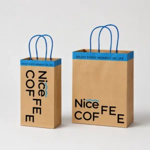 Ready Stock Custom Logo Eco-Friendly Kraft Paper Bags with Handles Durable Takeaway Packaging Bags for Coffee Desserts
