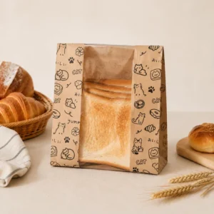Ready Stock Food-Grade Thickened Kraft Paper Bread Bags with Custom Logo Water-Resistant Greaseproof Bakery Food Packaging Bags