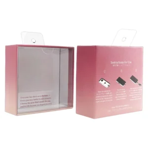 Reclaimed Material Paper Box with Transparent Hanging Window, Eco-Friendly Craft Package, Factory Customized