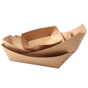 Rectangle Kraft Paper Commercial Grade Recyclable Food Tray Tableware with Custom Logo