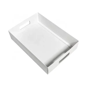 Rectangular 13 x 9 x 3 in Folding Paper Tray for Bread Cake Pastries and Desserts