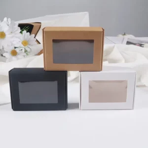 Rectangular Brown Kraft Paper Gift Box with Clear PVC Window