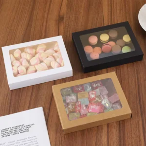 Rectangular Kraft Paper Window Box for Postcards, Photo Frames, Candy, and Biscuits