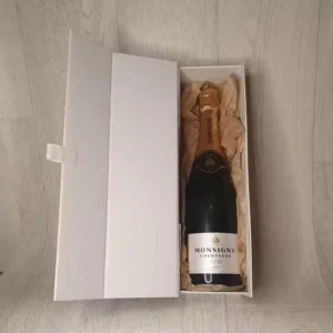 Rectangular White Cardboard Eco-Friendly Single Red Wine Gift Box with Magnetic Closure