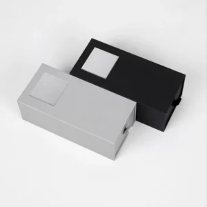 Recyclable Black and Silver Single-Drawer Watch and Jewelry Gift Box with Label Patch