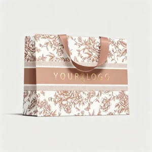 Recyclable Brown Kraft Paper Gift Bag with Inner Belt Concealed Ribbon Handle, 190-230gsm White Card and Custom Logo