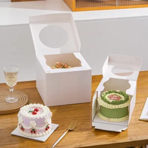 Recyclable Cake Window Box with Embossing and Matte Lamination for Birthday, Sushi, and Food Packaging