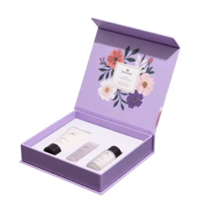 Recyclable Cosmetic Gift Box with Magnetic Closure, Rigid Cardboard, and Insert for Skincare Sets
