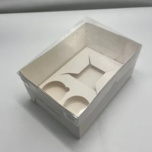 Recyclable Cupcake Paper Box with PET Lid, Customizable Bakery Box