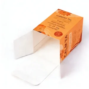 Recyclable Custom Coated Paper Tea Packaging Boxes, Self-Erecting Rectangular Shape
