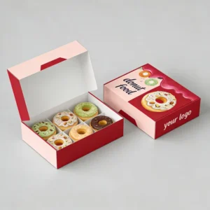 Recyclable Custom Food Grade Paper Packaging Box for Donuts, Brownies, Chocolate, Cookies and Desserts