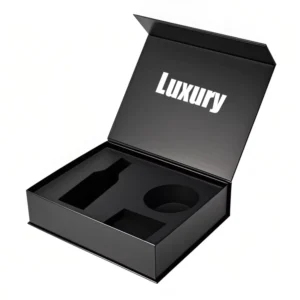 Recyclable Custom Logo Black Cardboard Folding Magnetic Gift Box with Magnetic Lid