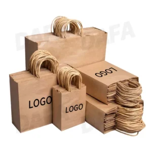 Recyclable Custom Logo Brown Kraft Paper Bag Custom Shopping Handle Kraft Paper Bag with Logo