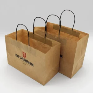 Recyclable Custom Logo Brown Kraft Paper Food Delivery Bag
