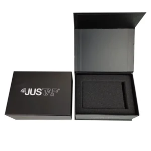 Recyclable Custom Paper Packaging Hard Flap Cardboard Black Magnetic Gift Box with Foam Insert