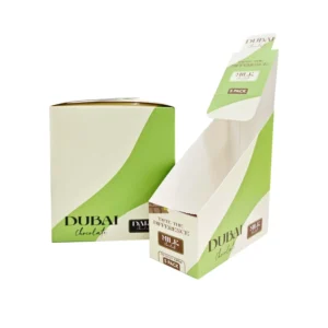 Recyclable Custom Printed Embossed Countertop Display Box with Hang Tab and Slant Front for Cosmetics