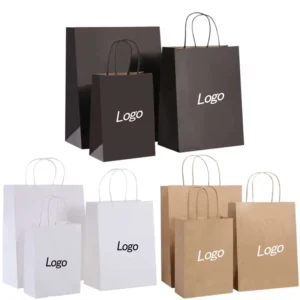 Recyclable Eco-Friendly Kraft Paper Bag with Handle Custom Logo and Flexo Printing for Food and Craft Use