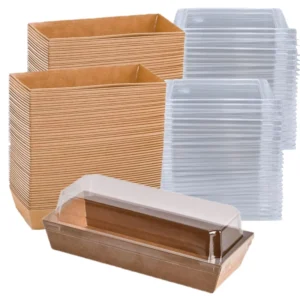 Recyclable Eco-Friendly Kraft Paper Tray for Pastry, Dessert, Sushi, and Takeaway with Glossy or Matte Lamination and Embossing