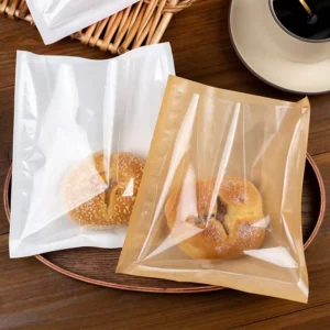 Recyclable Eco friendly Clear Window Kraft Paper Bag Packaging for Bread Bagel Cookie Egg Tart Pastry
