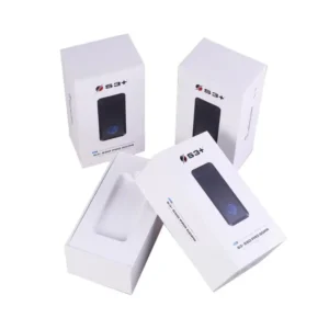 Recyclable Empty White Cardboard Cell Phone Boxes with Embossing and Sponge Lining