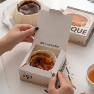 Recyclable Foldable White Paper Dessert Bread Box for Egg Tarts and Cookies