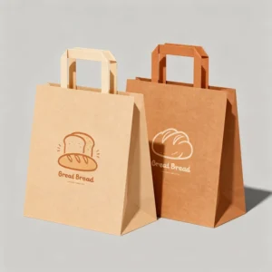Recyclable Heavy-Duty Kraft Paper Bag with Flat Rope Handle and Custom Logo for Supermarket Packaging